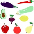Set of vector vegetables and berries